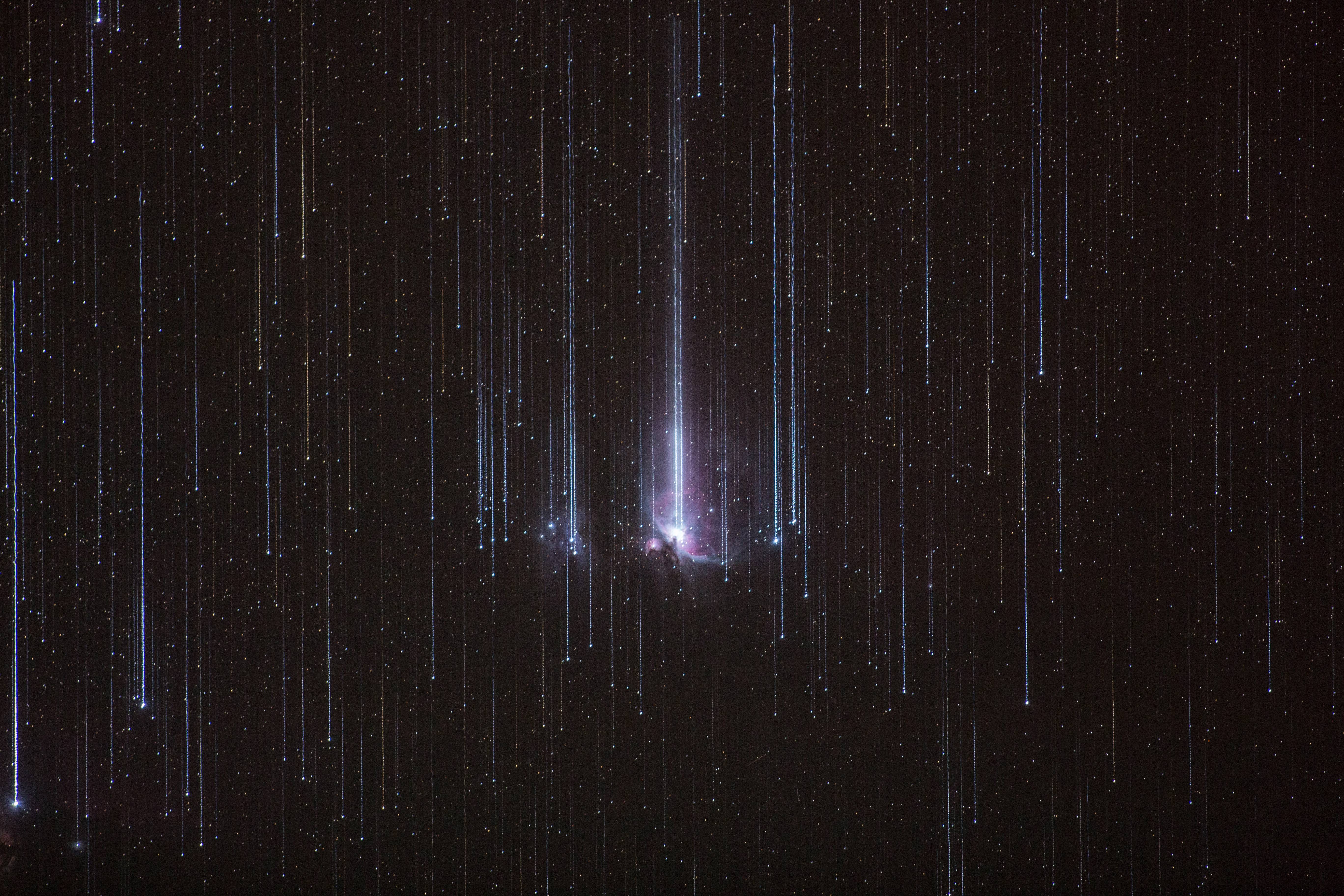 It ends up looking like a matrix universe when you accidentally leave your camera exposing while trying to get a pic of nebula m42. picture 1 of 1