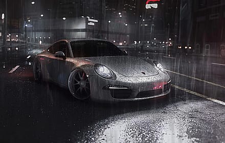 Porsche in Rain'