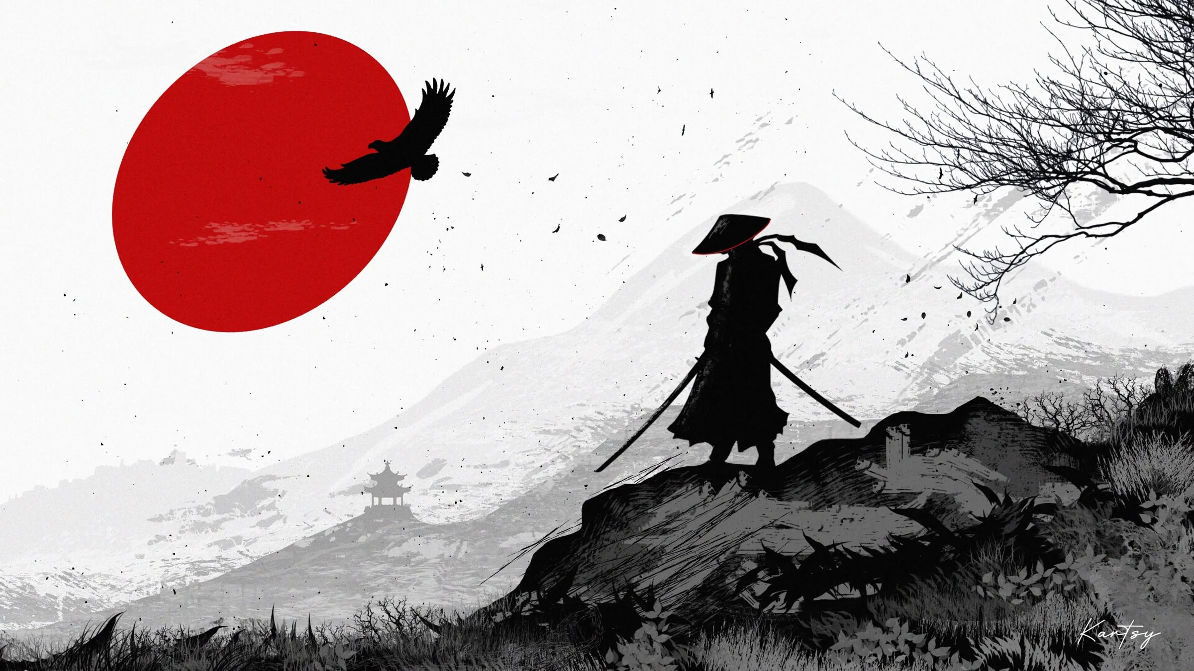 Samurai's Solitude Beneath the Rising Sun picture 1 of 1