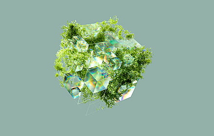 Nature in symmetry: A futuristic cube blending greenery and glass'