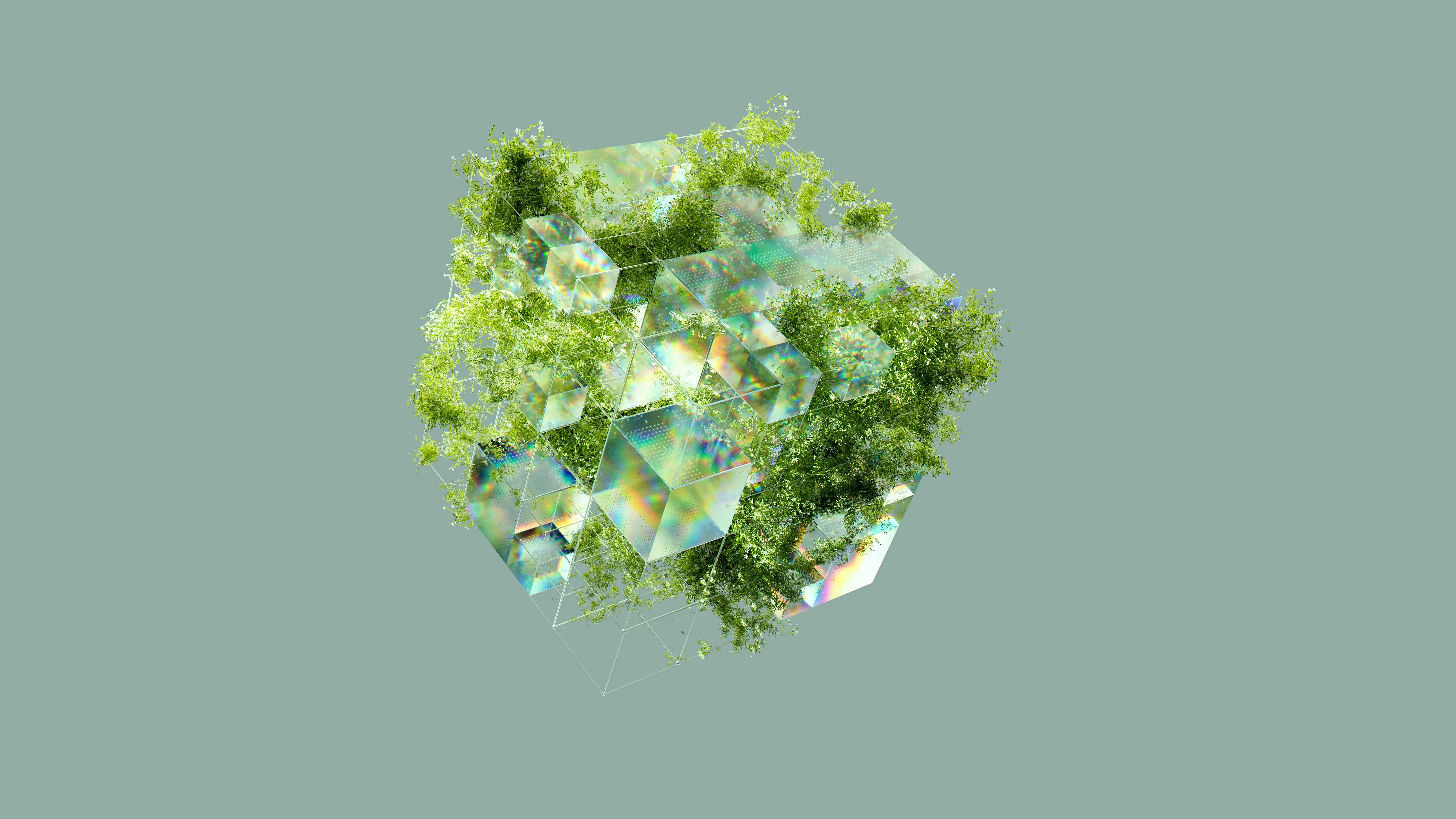 Nature in symmetry: A futuristic cube blending greenery and glass picture 1 of 1