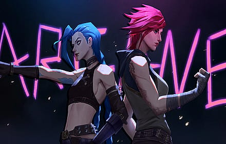 Arcane Jinx + Vi Wallpaper Triple Monitor Wallpaper'