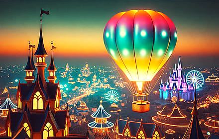 Twilight Ballooning Over Fantasyland'