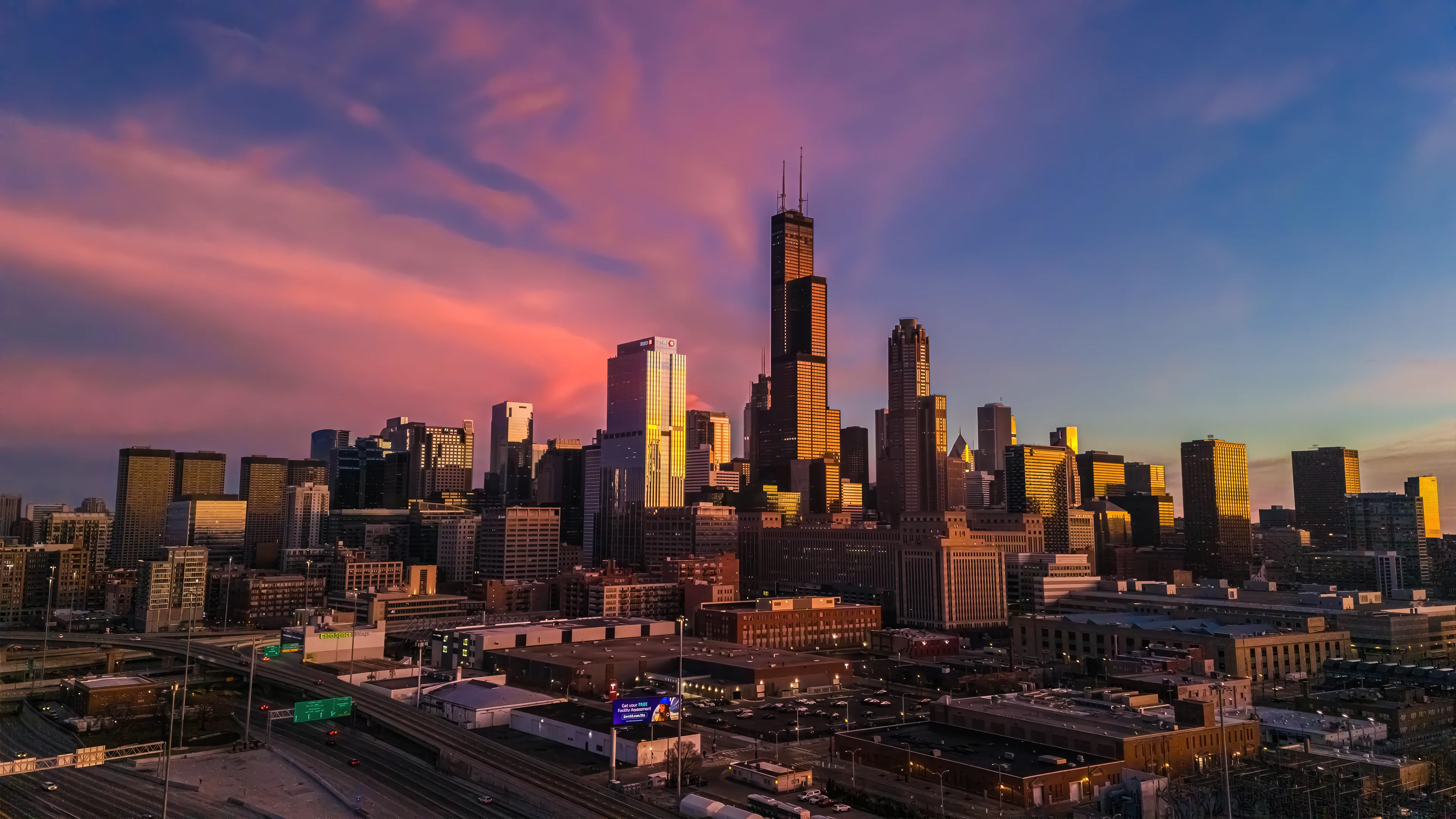 Sunrise On The Sears Tower, Chicago by /u/Stinky-Onion-Media picture 1 of 1