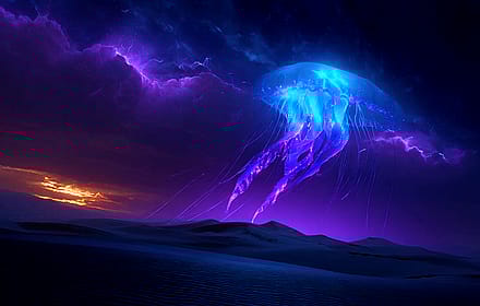 Cosmic Jellyfish Over the Dunes'