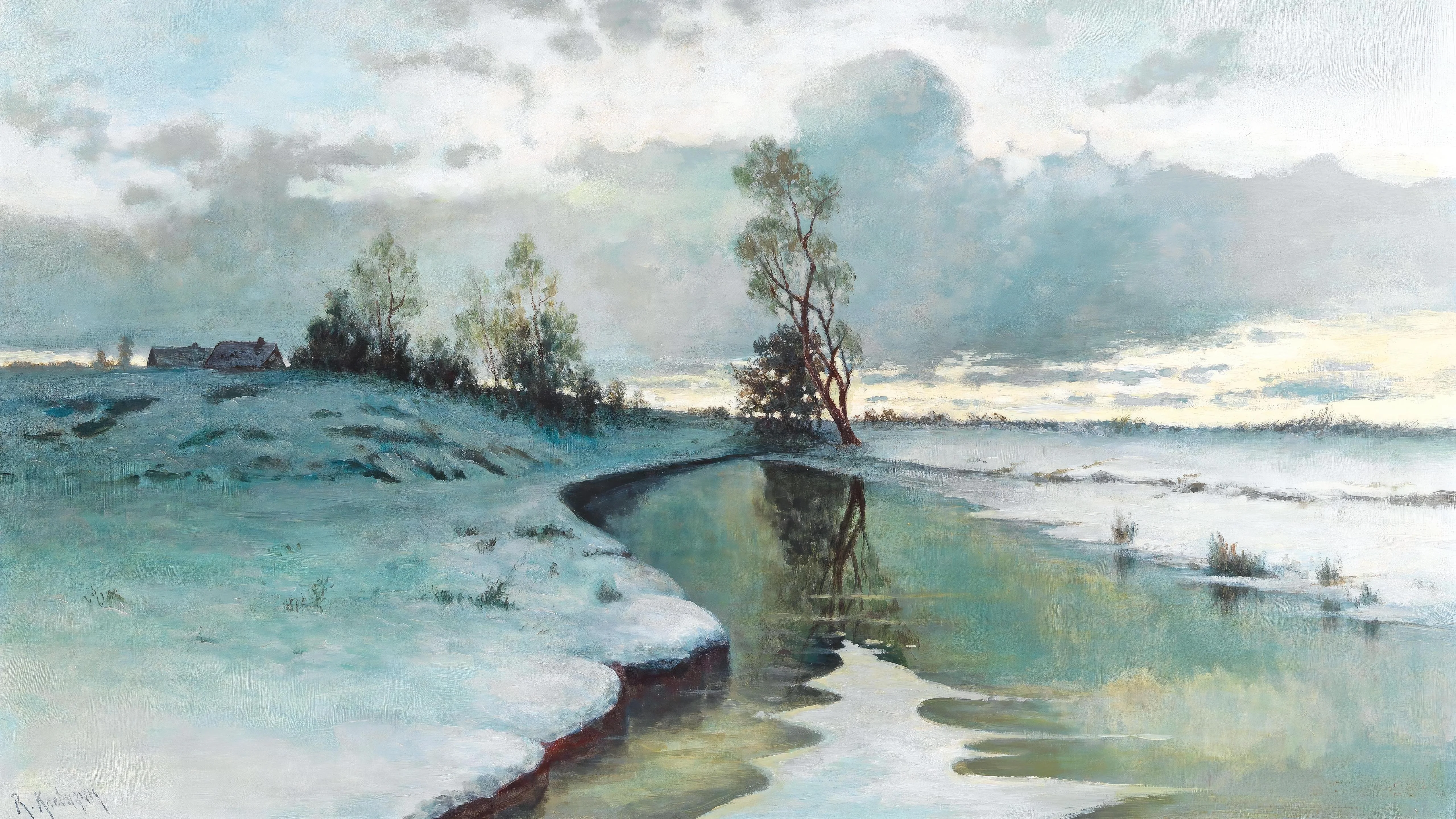 Sunset over a Winter Landscape by Unknown Russian painter picture 1 of 1