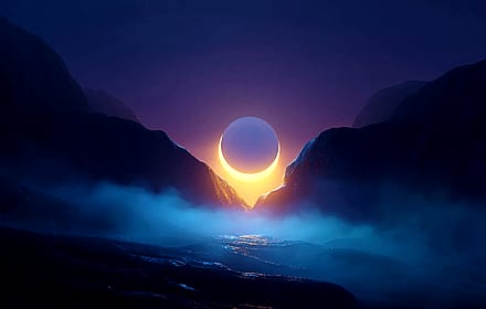 Lunar Dawn in the Valley of Mist'