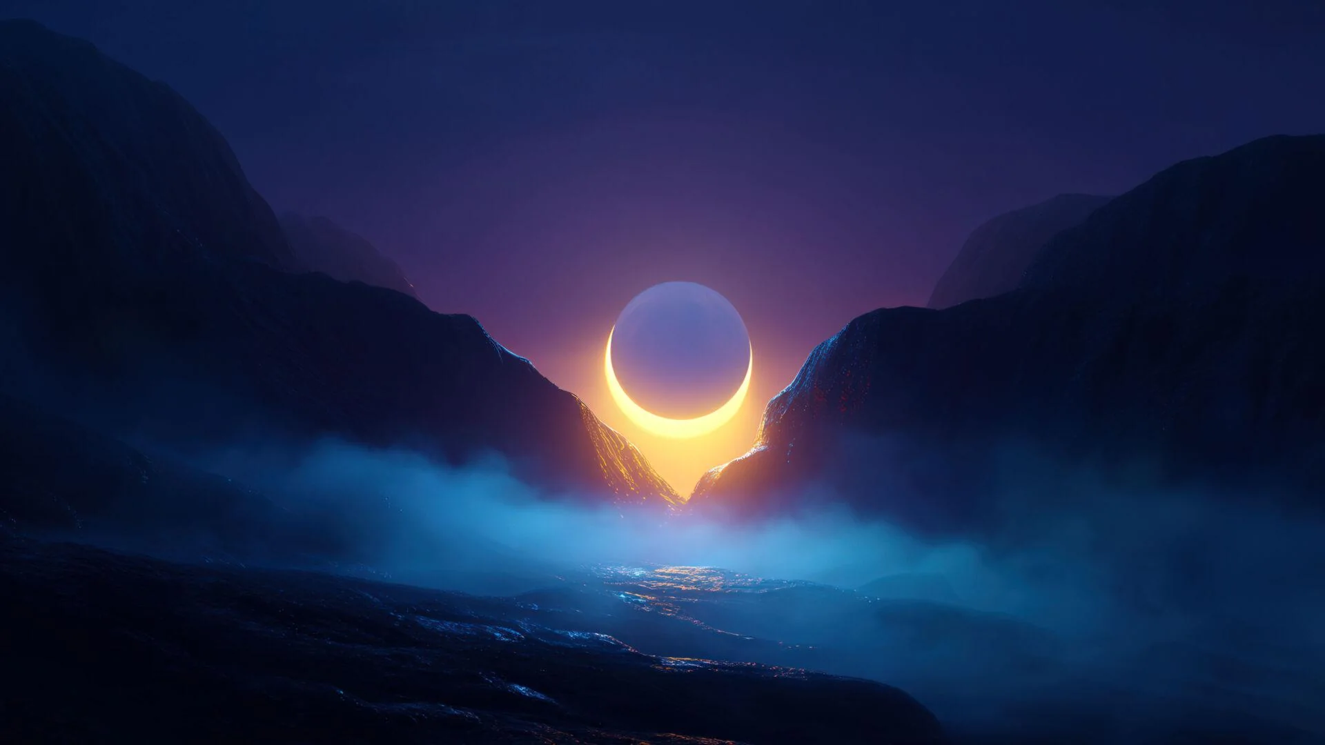 Lunar Dawn in the Valley of Mist picture 1 of 1