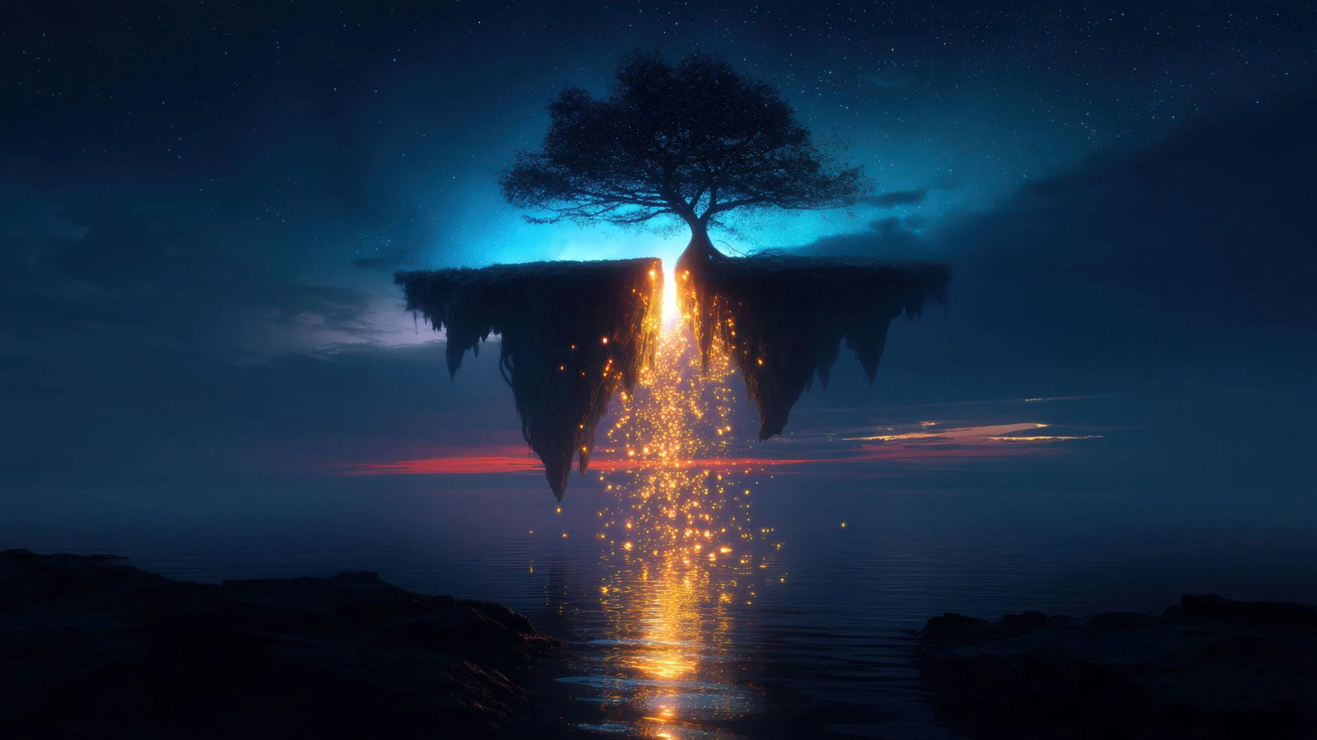 Floating Island Tree Night picture 1 of 1