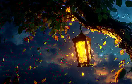 Glowing Lantern in Twilight Breeze'