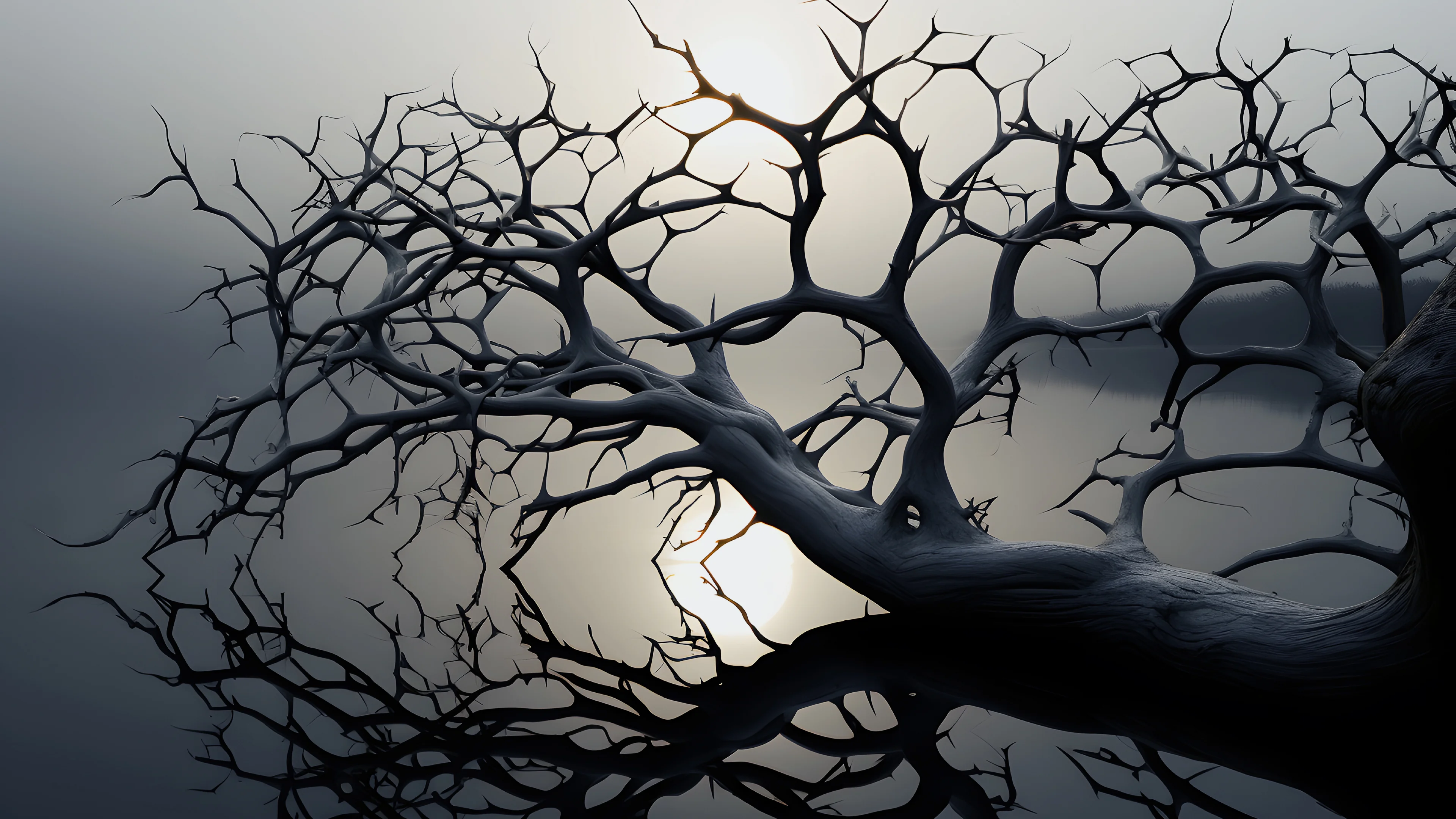  Surreal Tree Reflection Wallpaper – Dark Nature Aesthetic Background for Phone, Desktop & Tablet | Digital Art Download picture 2 of 2