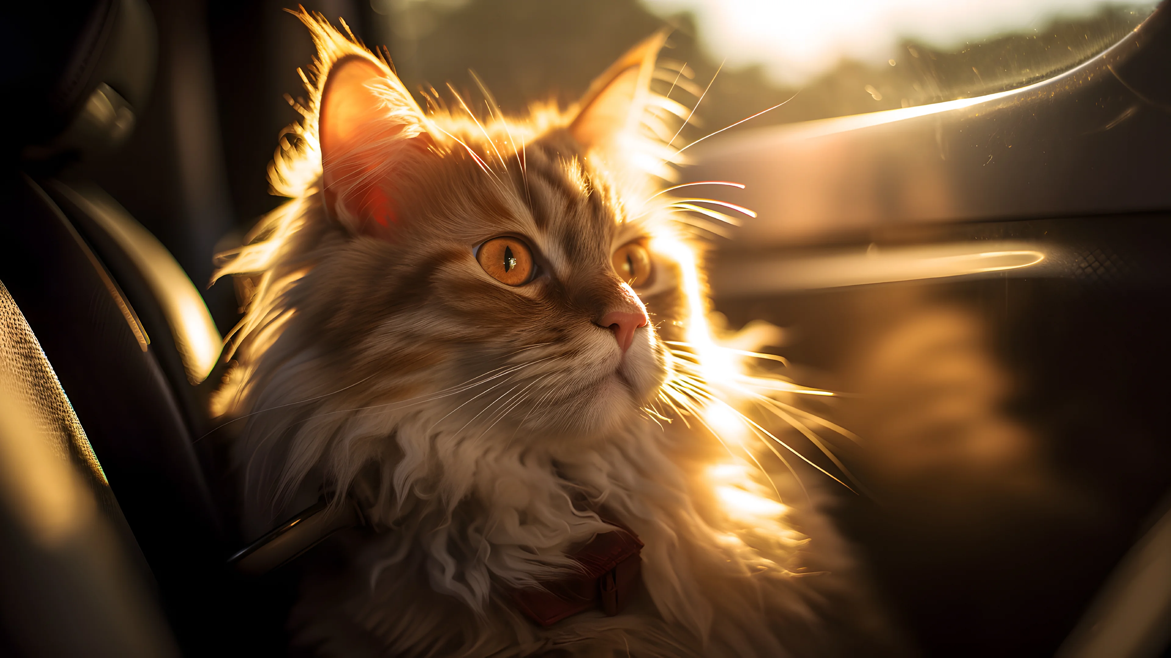 Golden Hour Cat Portrait – Cozy Aesthetic Digital Wallpaper for Phone & Desktop | Tabby Cat Art Download picture 2 of 2