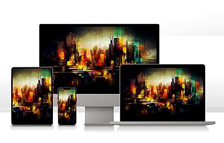  Colorful Abstract Cityscape Wallpaper – Futuristic Digital Art Background for Desktop & Phone | Vibrant Sci-Fi Aesthetic'
