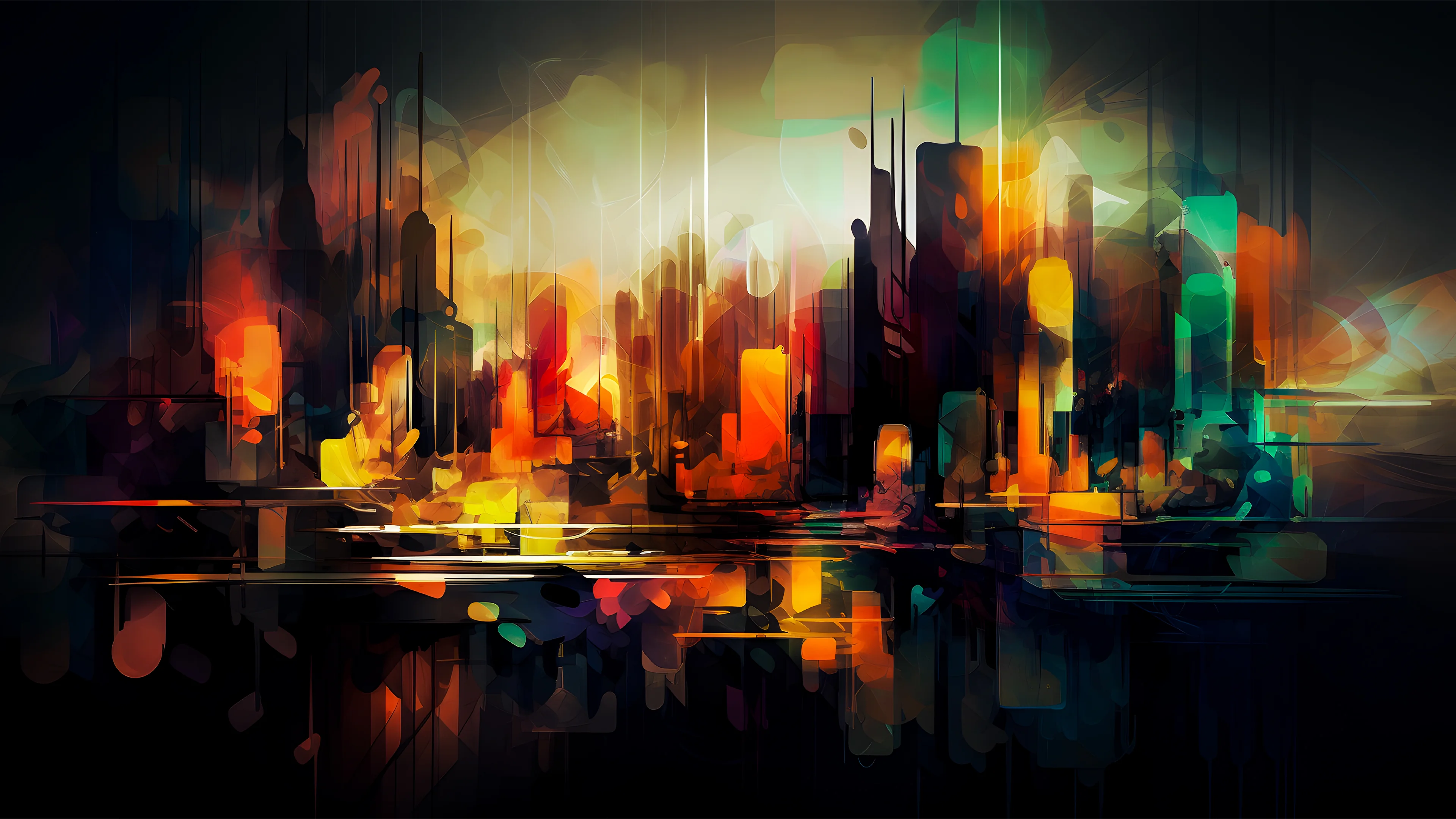  Colorful Abstract Cityscape Wallpaper – Futuristic Digital Art Background for Desktop & Phone | Vibrant Sci-Fi Aesthetic picture 2 of 2