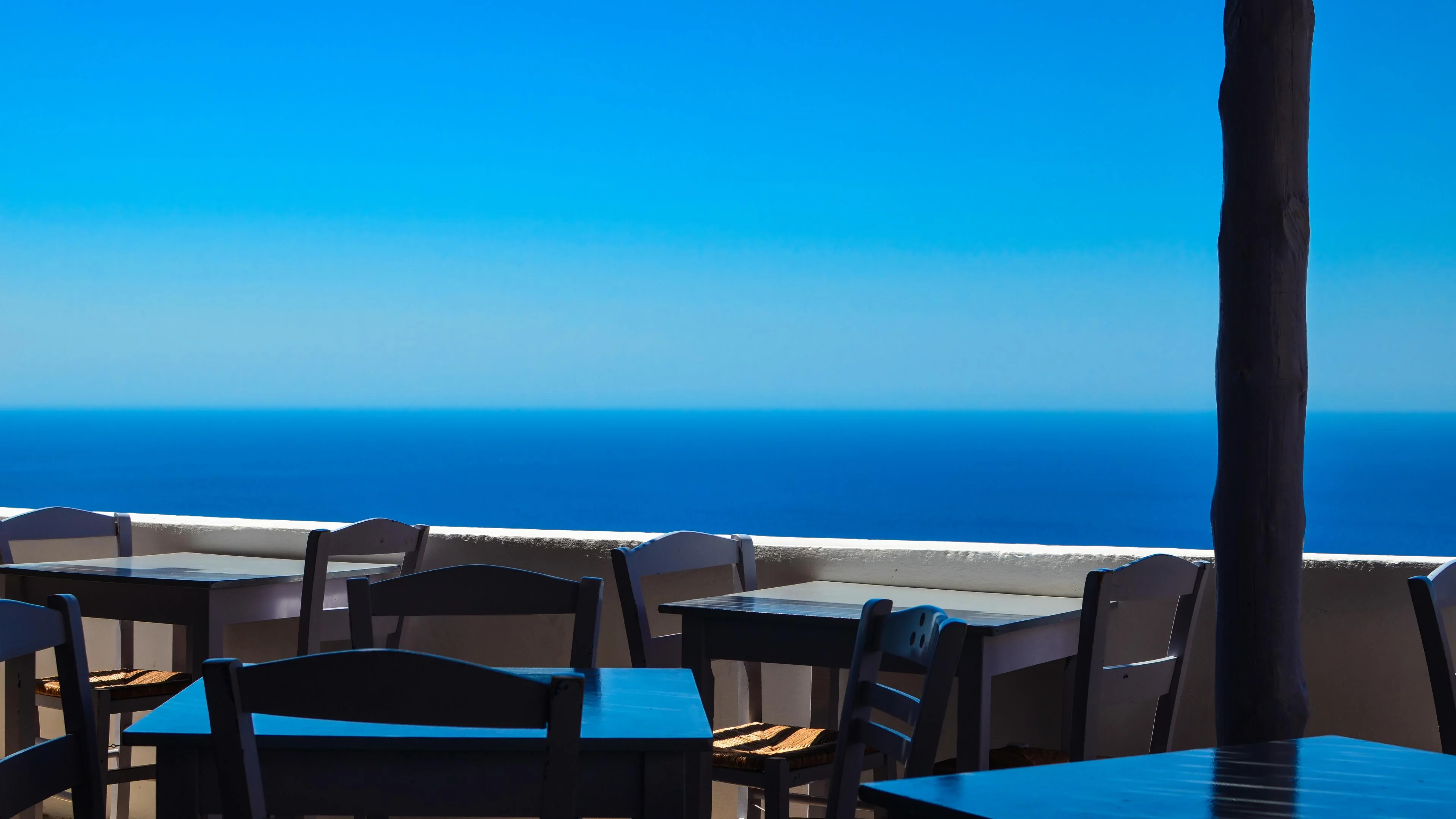  Anafi Island Greece Photo – Aegean Sea View from Taverna | Minimal Coastal Print or Digital Wallpaper picture 1 of 1