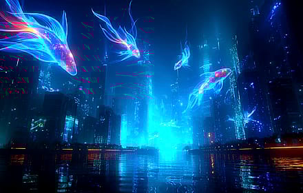 Neon Fish Skyline'