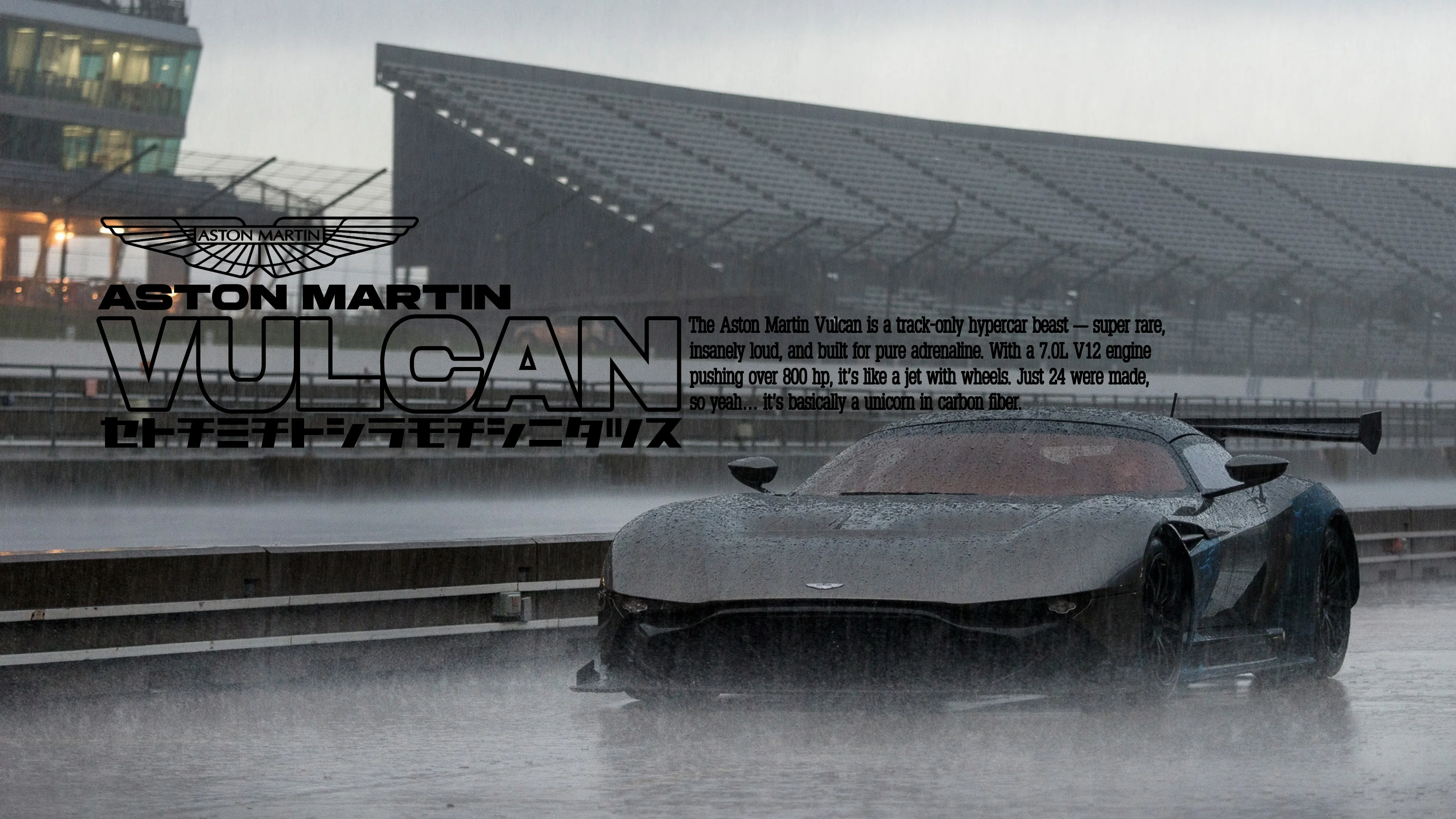 Aston Martin Vulcan Rainshot Wallpaper – 4K | With & Without Text | Track Mode Vibes picture 1 of 2