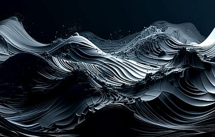  Dark Abstract Ocean Waves – 3D Futuristic Wallpaper | Black Sea Minimalist Digital Art Download'