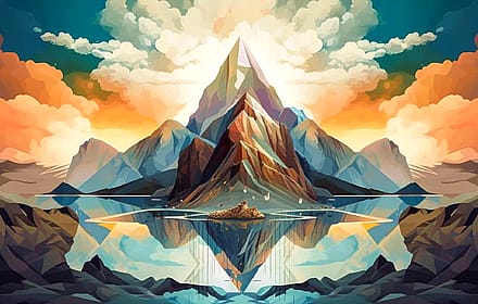  Surreal Mountain Landscape Wallpaper – Abstract Sunset Peaks Art for Desktop, Laptop & Tablet | Fantasy Nature Digital Download'