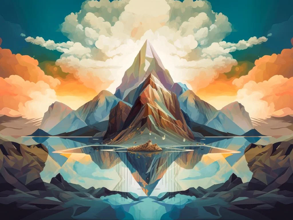  Surreal Mountain Landscape Wallpaper – Abstract Sunset Peaks Art for Desktop, Laptop & Tablet | Fantasy Nature Digital Download picture 1 of 1