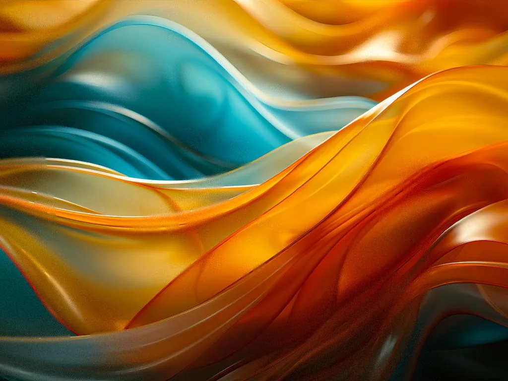  Orange & Teal Abstract Flow Wallpaper – Wavy Silk Digital Art for Desktop, Laptop & Tablet | Modern Fluid Design Background picture 1 of 1