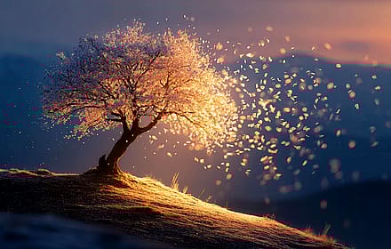 Blowing Petals at Sunset'