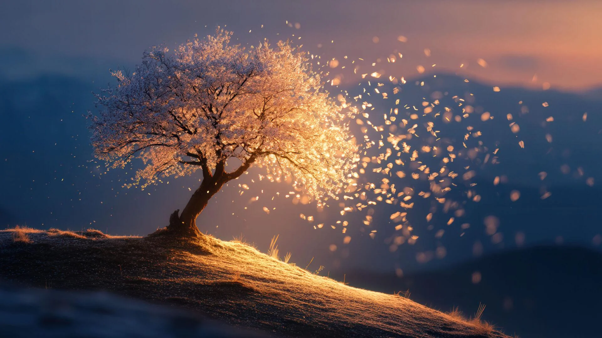 Blowing Petals at Sunset picture 1 of 1