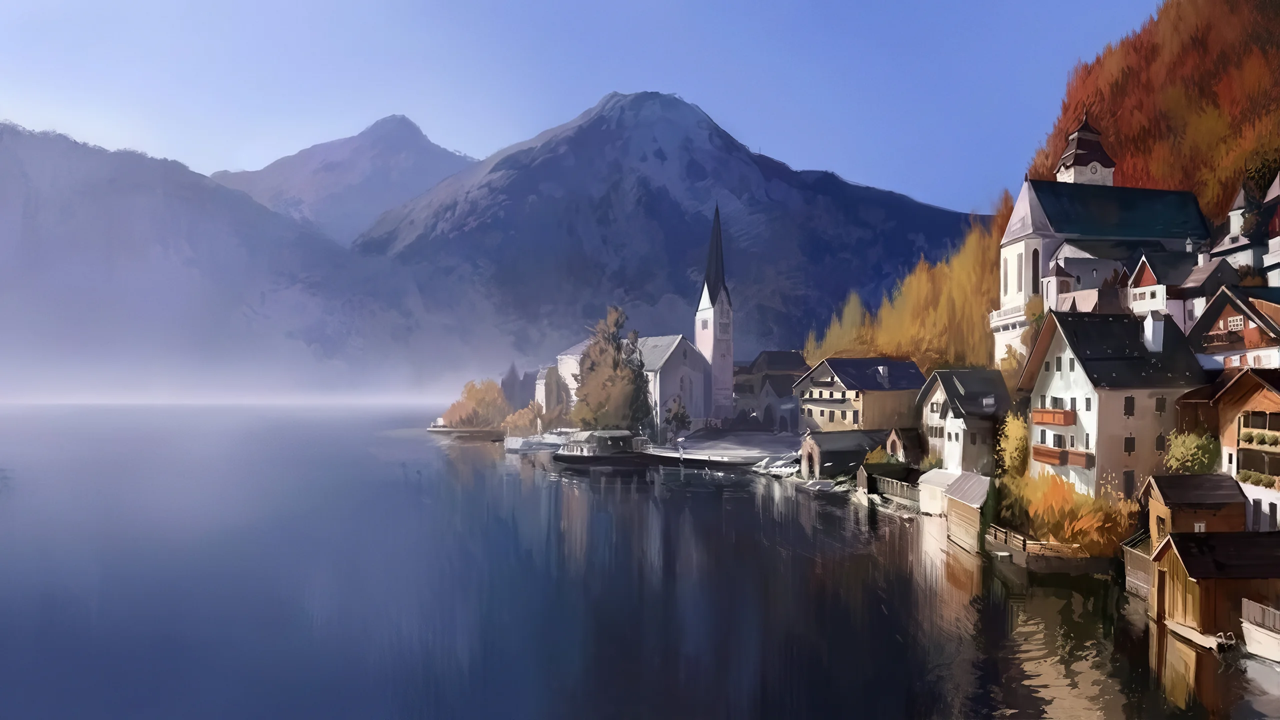 Hallstatt, Austria photo ref painting by @slow_haru picture 1 of 1