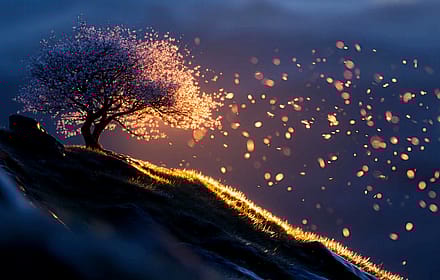 Windblown Petals at Sunset'