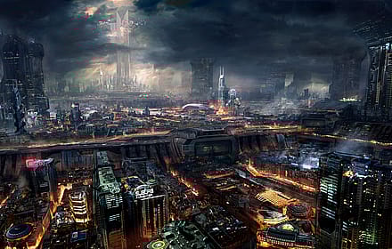 Futuristic City Fantasy Wallpaper'
