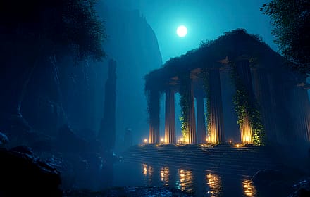Ancient Sanctuary Under Blue Night'