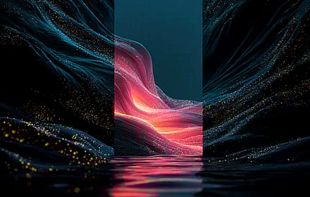 Glowing Abstract Waves Reflecting Light on Surface'
