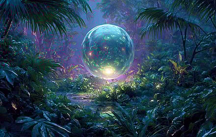 Cosmic Gem illuminating the Vibrant Alien Forest'