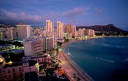 View of Diamond Head from Sheraton Waikiki Beach Resort, Honolulu, Hawaii'