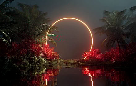 Neon Portal in Crimson Jungle'