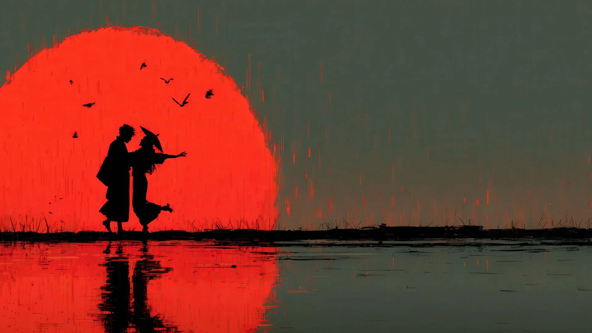 Sunset love story reflected in water picture 1 of 1