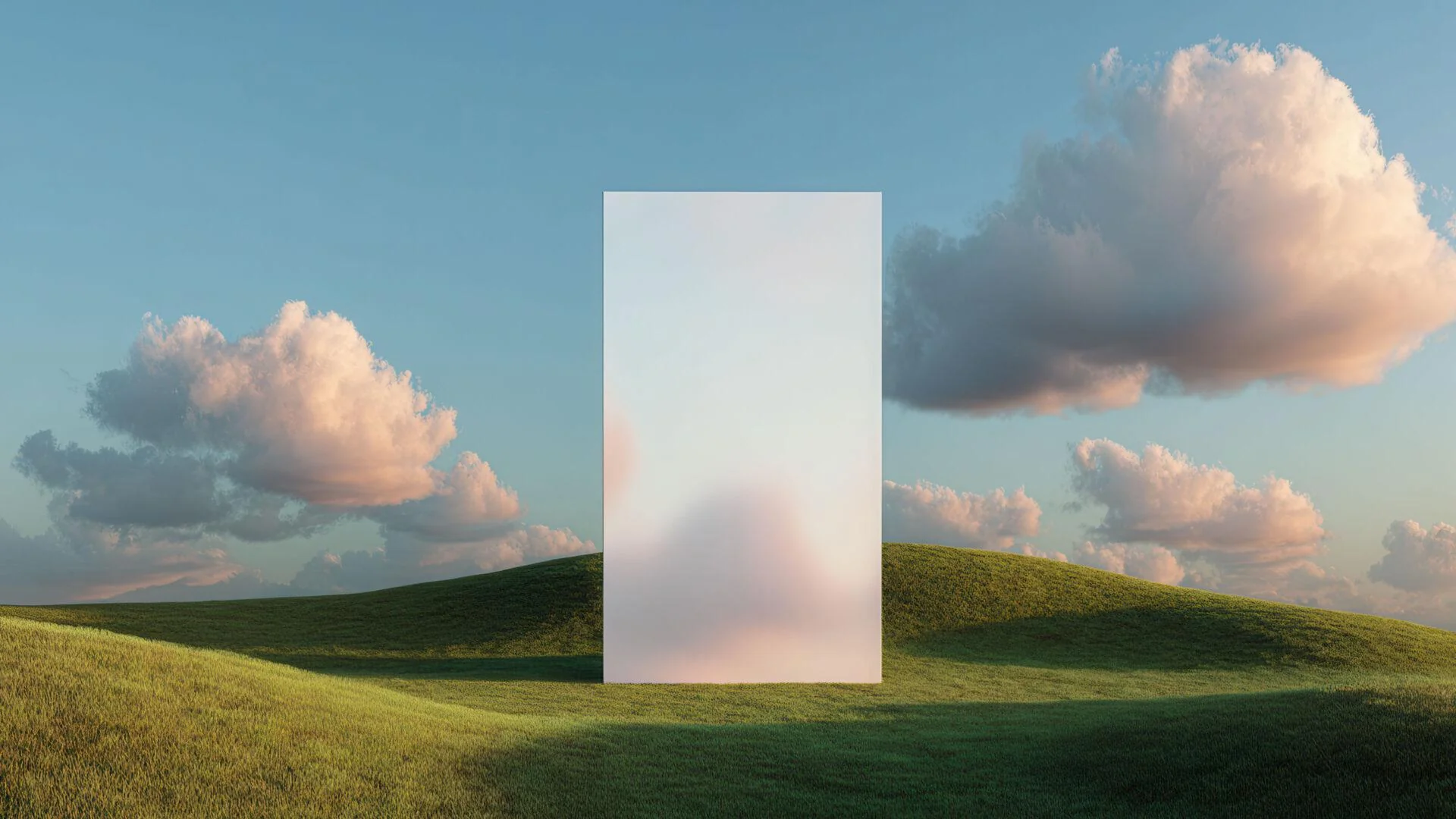 Frosted translucent panel in dreamy green landscape picture 1 of 1
