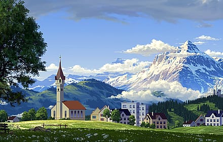 Mountain Village by Philipp A. Urlich'
