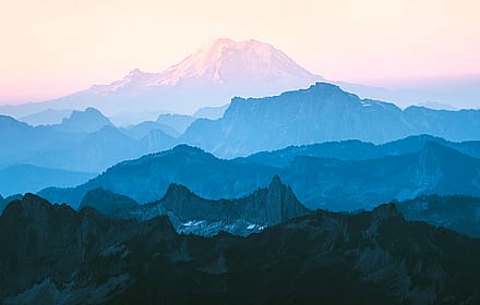 Layers of the mountains on a cold October morning, Cascade Range, Washington'