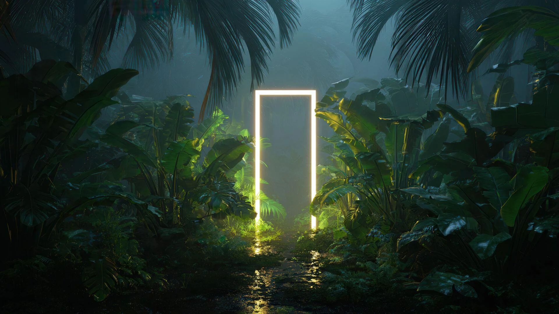 Mystical Portal Leading Through Lush Rainforest picture 1 of 1
