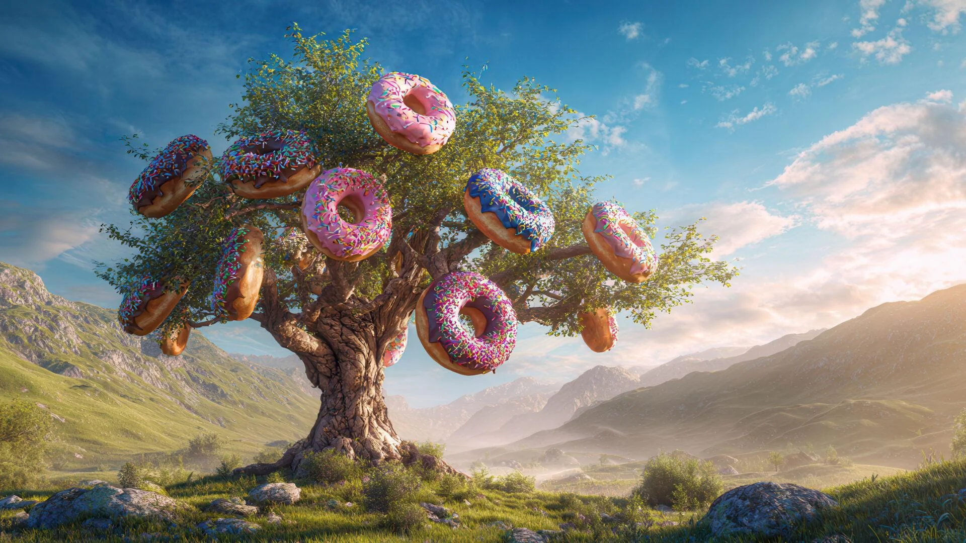 Surreal Tree Bearing Sweet Donut Fruits picture 1 of 1