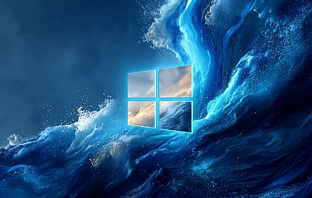 Glowing Windows Blue Abstract Waves'