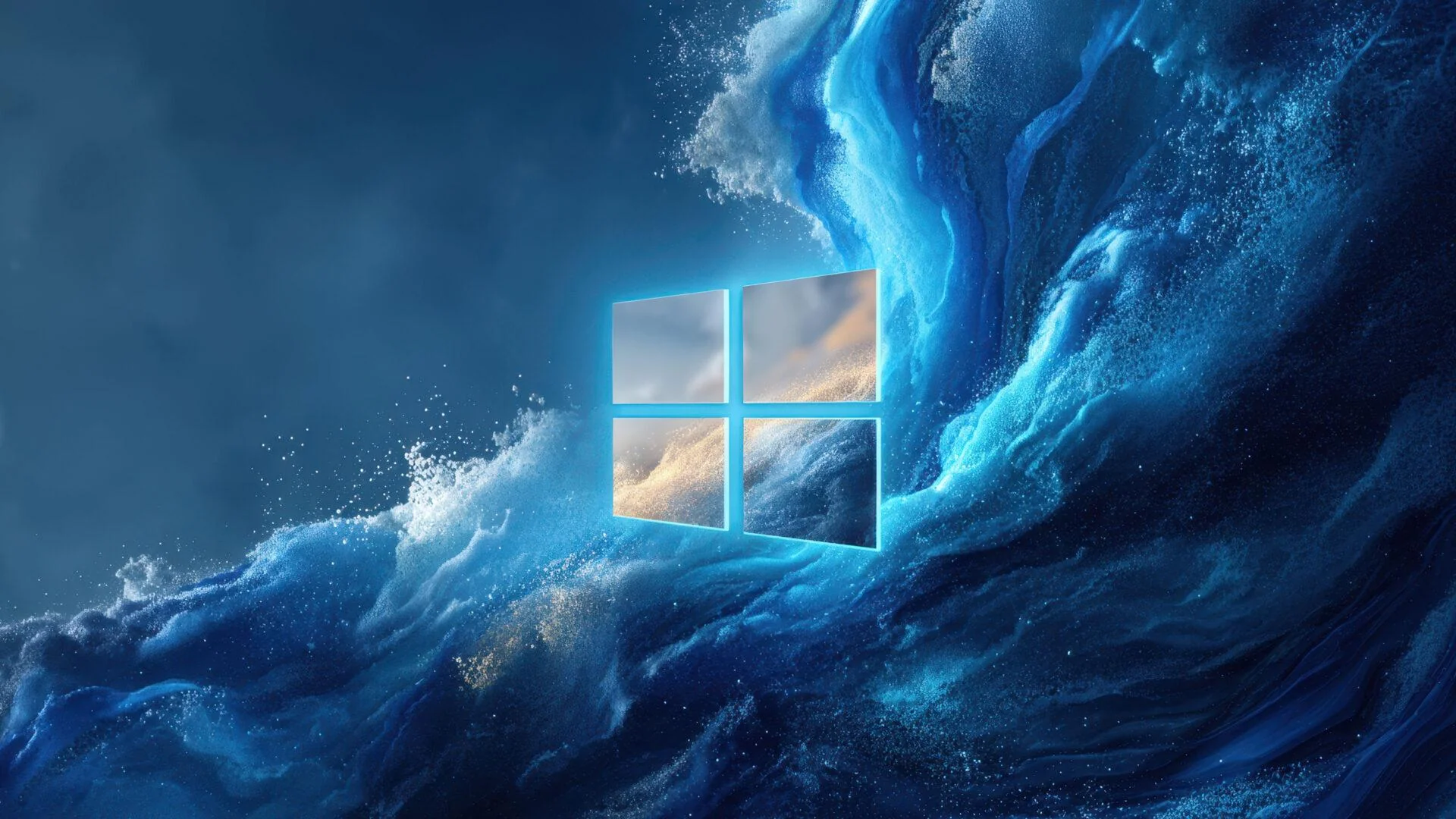 Glowing Windows Blue Abstract Waves picture 1 of 1