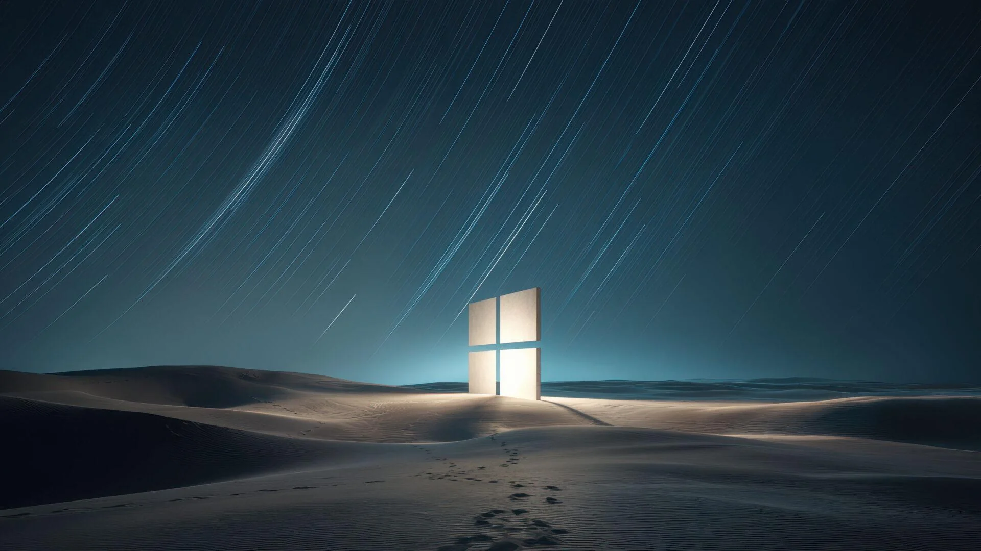 Futuristic Desert Night Glowing Windows Star Trails picture 1 of 1