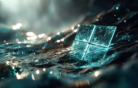 Glowing Windows Logo 3D Water Render'