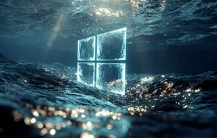 Glowing Windows 3D Logo Underwater Render'