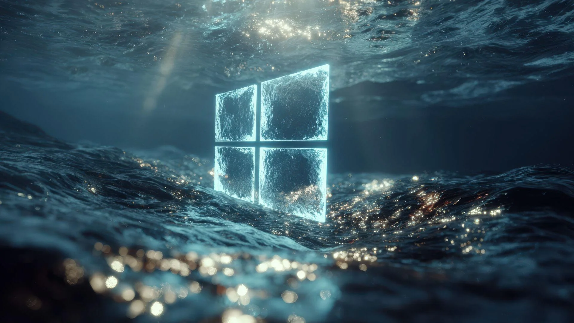 Glowing Windows 3D Logo Underwater Render picture 1 of 1