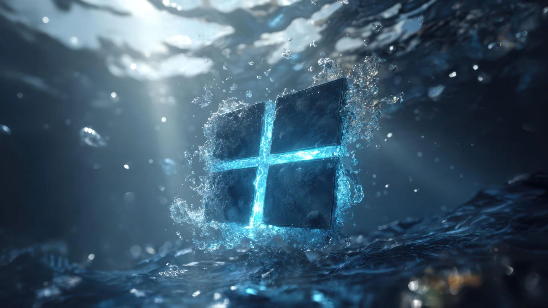 Vibrant Blue Windows Logo Underwater 3D Render picture 1 of 1