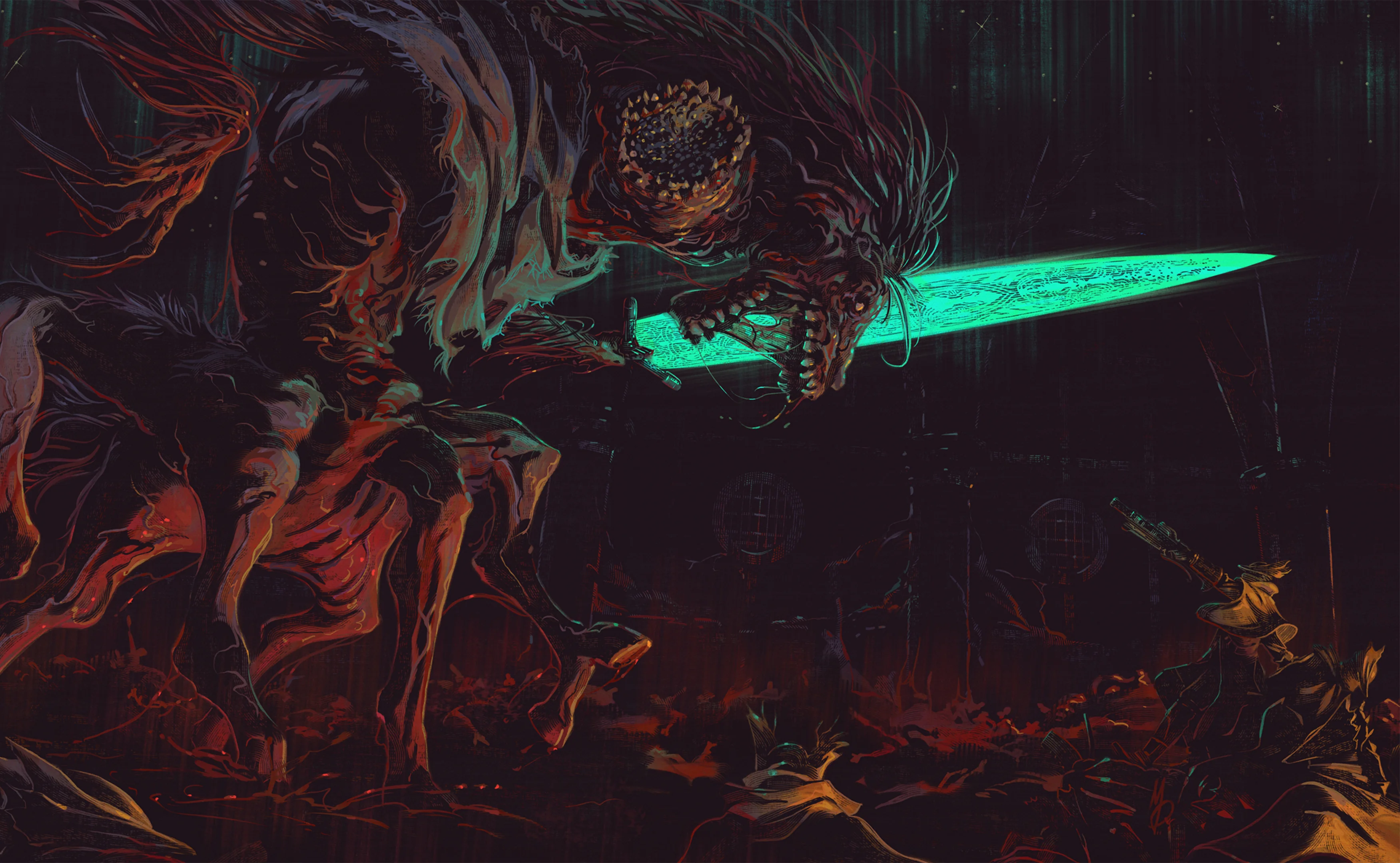 Bloodborne Hunter Vs Ludwig (3502x2160) Art by @Max58Art picture 1 of 1