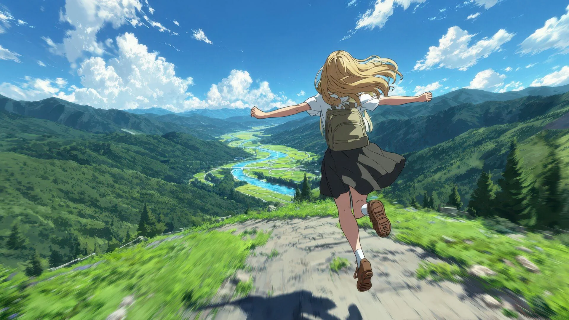 Girl Running Overlooking Valley picture 1 of 1